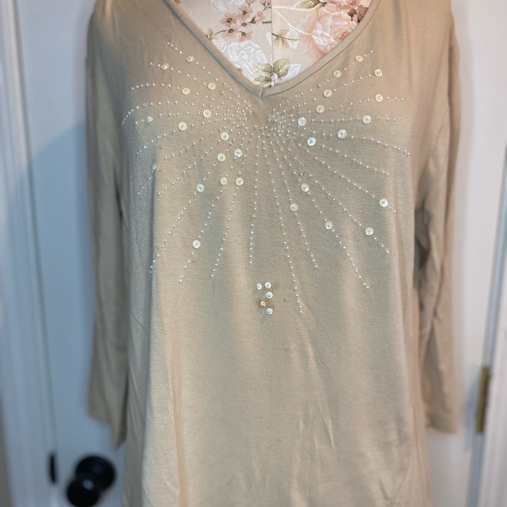 Doncaster Cream Embellished 3/4 Sleeve Tunic